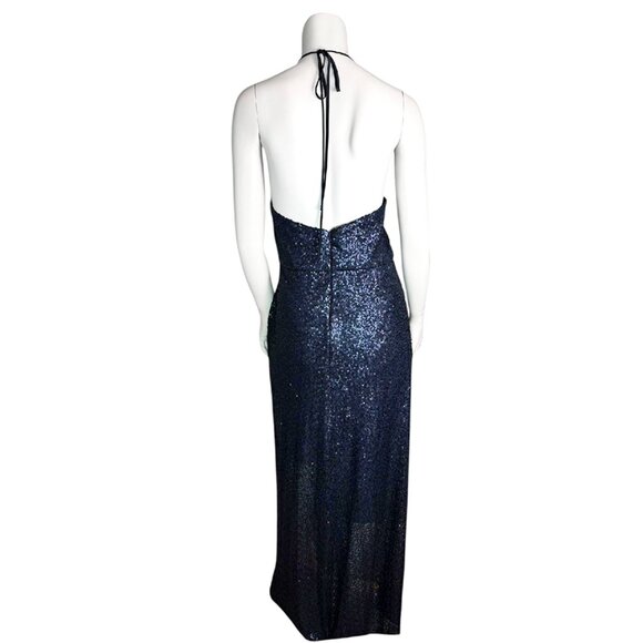 AMSALE Cowl Neck Halter Top  Sequin Evening / Bridesmaids Dress - Picture 4 of 9